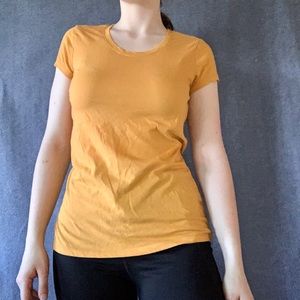 Yellow Basic Scoop Neck Tee Shirt